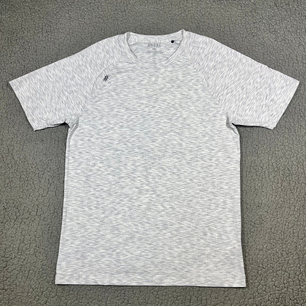 Rhone Reign Mens Small Gray Space Dye Heather Raglan Short Sleeve Training Shirt